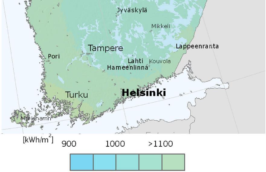 Aurinkoenergia Kotka-Hamina seudulla lähtökohdat Auringon säteilymäärä on hyvällä tasolla verrattuna muuhun Suomeen (n. +5 % sisämaahan nähden).