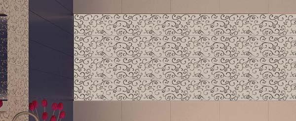 Borde Silver/White 5x45 cm kiilt. Mos. Lustro Inciso Ash SL 20x50 cm matt.