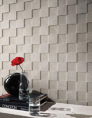 /rekt. Muretto Avorio mosaico 3D 7,5x7,5 Grigio Chiaro.