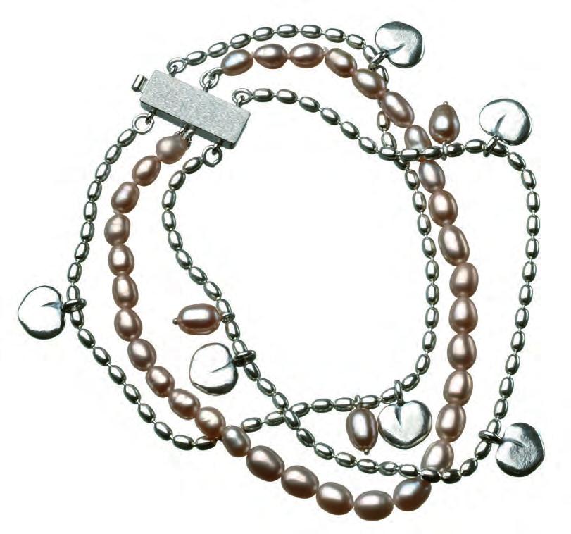 stud 6540/2 Riipus / Pendant hopea, vaaleanpunainen makean veden helmi / silver, fresh water pearl 42/45 cm Sormus /