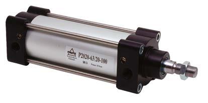 1 Sylinterit VDMA/ISO-sylinterit P2020-sarja Tekniset tiedot Mitoitus on VDMA 24562, ISO 15552 ja CNOMO/NF E 49-003 mukainen. Kova-anodisoitu pyöreä putki ja sidepulttirakenne.