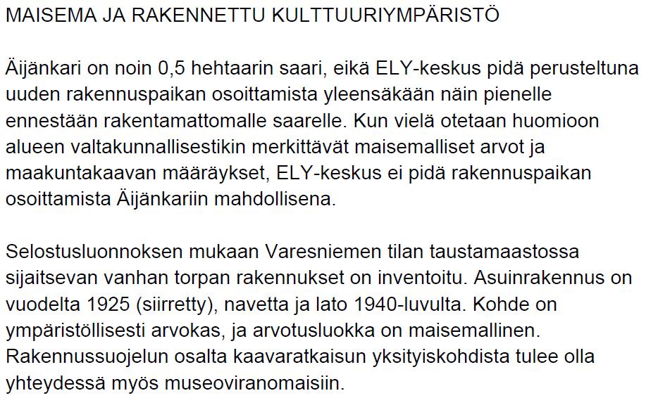 1 / 5 VASTINE KUSTAVIN KUNTA VARESNIEMEN RANTA-ASEMAKAAVA Varesniemen ranta-asemakaava on ollut kaavaluonnoksena nähtävillä 7.11. 7.12.2016.