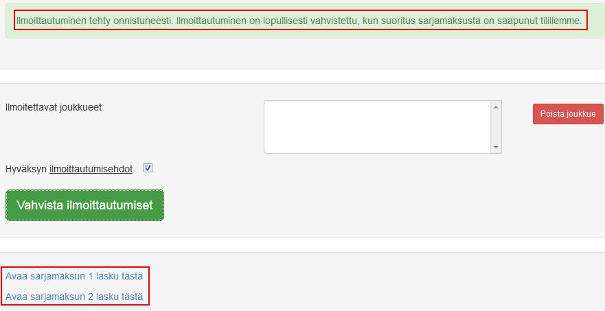 SUOMEN SALIBANDYLIITTO PALVELUSIVUSTO SARJAAN ILMOITTAMISEN OHJE VERSIO 1.8. PÄIV. 2.5.2017 sivu 4 Tässä vaiheessa ilmoittautumisen näkymä pitäisi olla seuraavanlainen: 2.10.