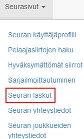 SUOMEN SALIBANDYLIITTO PALVELUSIVUSTO SARJAAN ILMOITTAMISEN OHJE VERSIO 1.8. PÄIV. 2.5.2017 sivu 6 4. HUOMIOITAVAA SARJALASKUISTA (tilanne 1.5.2017) 4.1. Laskut ovat Palvelusivustolla pdf-muodossa ja yksi sarjalasku käsittää 2 erää (2 sivua).