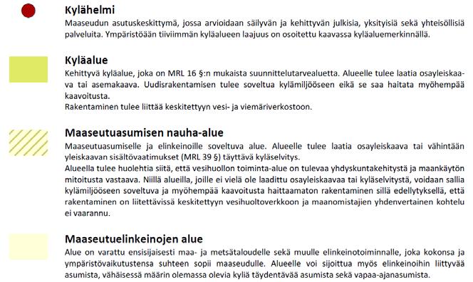 Kaavassa edellytetään, että kyläalueiden suunnittelu on tehtävä kyläselvityksin ja osayleiskaavoin.