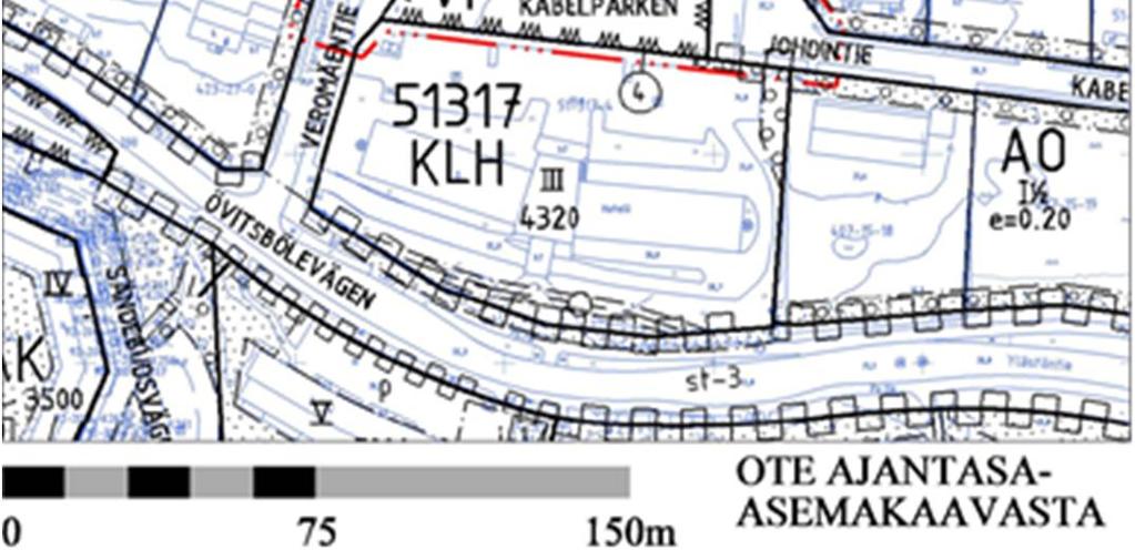 OTE AJANTASA-ASEMAKAAVASTA Rakennusoikeutta on merkitty alueelle tehokkuusluvulla* e=0,20.