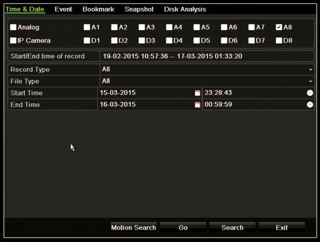 Liite E TruVision-tallentimen arkistointiohjeet Tallennettujen videoiden hakeminen ja toistaminen 1. Paina Search-painiketta etupaneelista live-näkymässä.