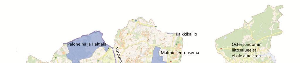 Helsingin kaupunkimaiset hiljaiset alueet on jaettu kahdeksaan eri luokkaan: 1.