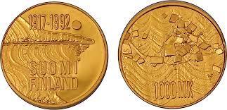 JUHLARAHAT - Vuoteen 1992 asti olivat periaatteessa kaikki juhlarahat ostettavissa pankeista nimellisarvolla - Ensimmäinen kultainen juhlaraha 1000