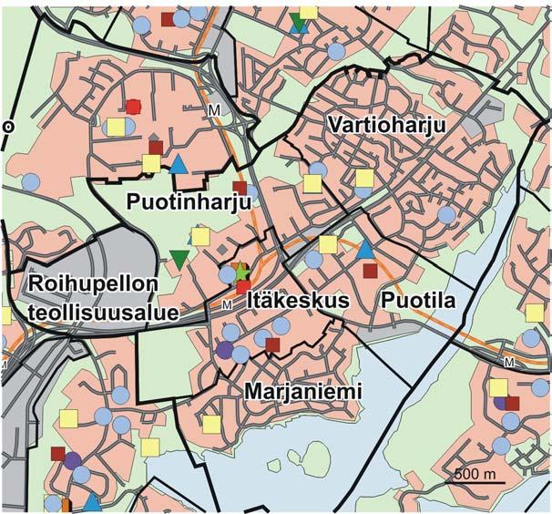 71 Vartiokylän peruspiiri Kirjasto Koulu, ala-aste Erikois- ja yksityiskoulu Koulu, lukio Koulu, yläaste Kulttuurikeskus Leikkipuisto Nuorisotila Päiväkoti Terveysasema Terveyskeskussairaala Yhteinen