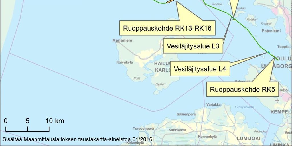 Väylälinjauksen VE1 alueelta mallinnettiin Hiidenniemen kohdalla 8 1 tehdyn huoltoruoppauksen kohteet RK13 16.