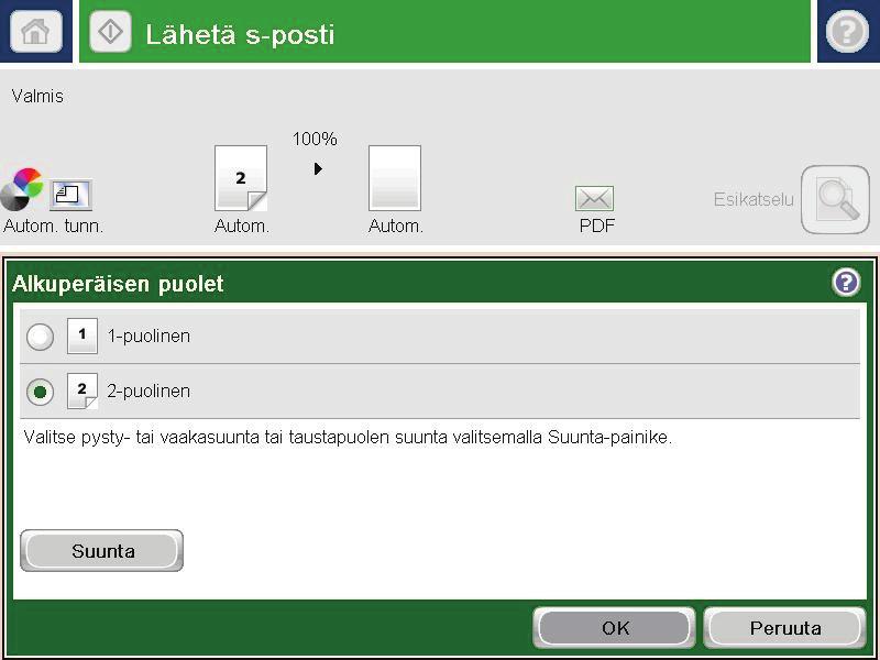 kosketusnäytön näppäimistöllä. Kosketa OKpainiketta, kun olet täyttänyt kentät. 6.