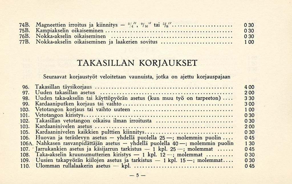 " yhdellä kpl 8 yhdellä 1 1 1-748. Magneettien irroitus ja kiinnitys / 4 ", %" tai 5 " / 8 030 758. Kampiakselin oikaiseminen 030 768. Nokka*akselin oikaiseminen 030 778.