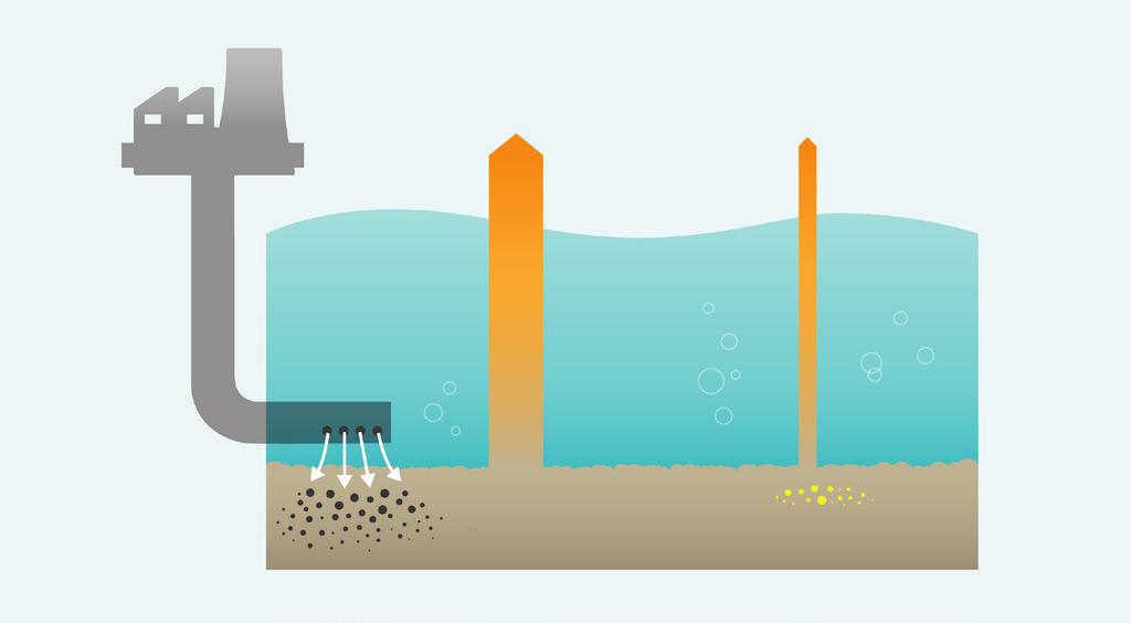Diffuusoriputken avulla jätevesi ohjataan järven pohjaan mikrobien saataville.