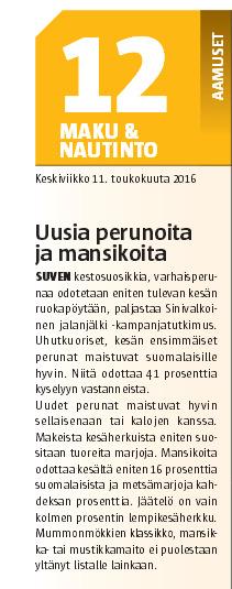varhaisperunoita ja mansikoita Kauppalehti 16.5.