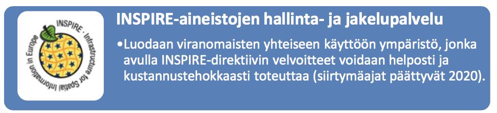 Inspire Paikkatietojen tarjoamiseksi rajapintapalvelujen kautta ja päällekkäisen teknisen työn välttämiseksi pitäisi olla laajalti yhteinen palvelutietokanta ja