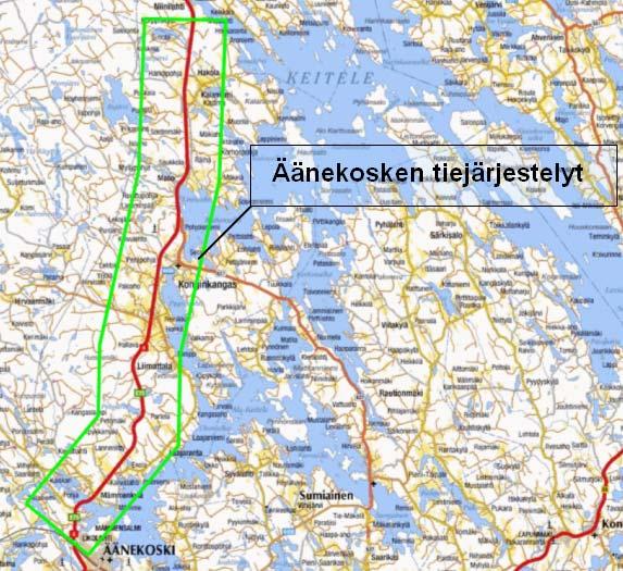 TAMPEREEN AMMATTIKORKEAKOULU OPINNÄYTETYÖ 35 (76) 5.3 Valtatie 4 välillä Äänekoski - Viitasaaren raja /20/ 5.3.1 Hankkeen yleiskuvaus Hankkeen sijainti Hanke sijaitsee Keski-Suomessa valtatiellä 4 Äänekosken keskustan ja Viitasaaren rajan välisellä tieosuudella.