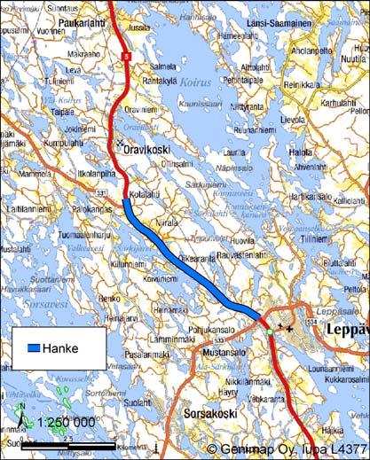 TAMPEREEN AMMATTIKORKEAKOULU OPINNÄYTETYÖ 48 (76) 5.5 Valtatie 5 välillä Leppävirta - Palokangas /22/ 5.5.1 Kohteen yleiskuvaus Hankkeen sijainti Hanke sijaitsee Pohjois-Savossa valtatiellä 5 Varkauden ja Kuopion välillä.