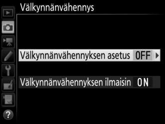 Välkynnänvähennys Kamerassa on kaksi Välkynnänvähennys-asetusta, jotka vähentävät loisteputkivalosta tai elohopeahöyrylampun valosta johtuvan välkynnän vaikutusta.