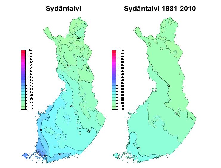 kartta) Jäätymispisteen alitukset: talvi 2016 