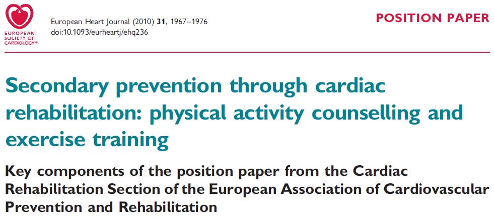 Many of the risk factor improvements occurring in CR can be mediated through exercise training programmes.