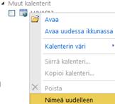 Seuraavana on esitetty yleisimmät tavat Outlook Web App, Google ja ical-kalenterien osalta. Käytettämästäsi kalenteriohjelman versiosta riippuen tavat voivat poiketa tämän ohjeen esittämästä tavasta.