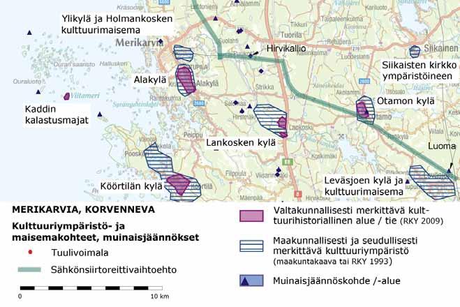 Hankealueille ja lähiympäristöön sijoittuvat