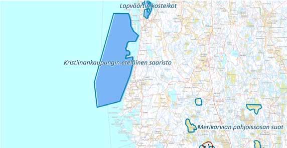 FCG SUUNNITTELU JA TEKNIIKKA OY Korvennevan tuulivoimapuisto 71 (101) Kuva 8.21. IBA- ja FINIBA -alueiden sijoittuminen tuulivoimapuistoon nähden (BirdLife Suomi 2013, Leivo ym. 2001). 8.6.