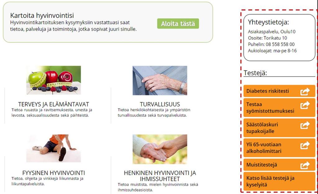 10 Kuva 8: Esimerkki oikeasta palstasta, joka sisälsi yhteystietoja ja linkkejä (tässä esimerkissä 5 kpl ulkopuolisille sivustoille, 1 kpl sivuston sisäinen linkkaus) Oikean palstan sisältö ei saa