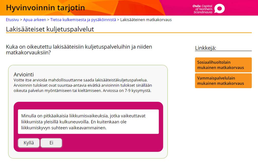 32 Kuva 38: Lakisääteiset kuljetuspalvelut -sivu, 1.