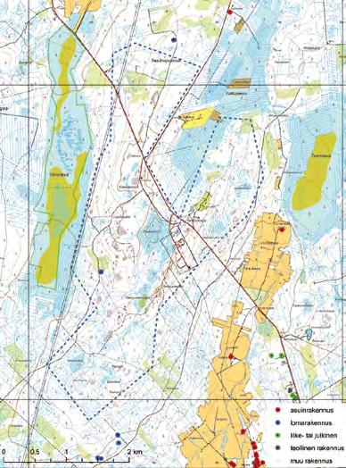 Hankealueen itäpuolella Kaihovirrantien päässä sijaitseva Luomanperän tila sijaitsee noin 720 metrin etäisyydellä ja Liulastontien päässä sijaitseva Liulaston tila noin 1 400 metrin etäisyydellä