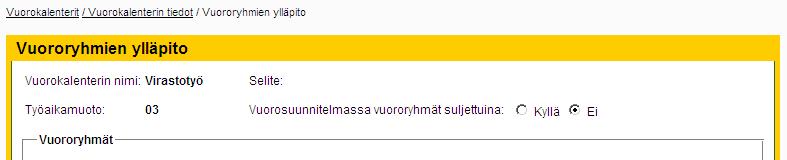 Ryhmäkohtainen suunnittelu Vuorosuunnitelma Vuorosuunnitelma välilehdellä nähdään ryhmään liitetyt henkilöt ja henkilöiden työaikasuunnitelmat Suunnittelujaksolla tarvittavaa lisätietoa voi tallentaa