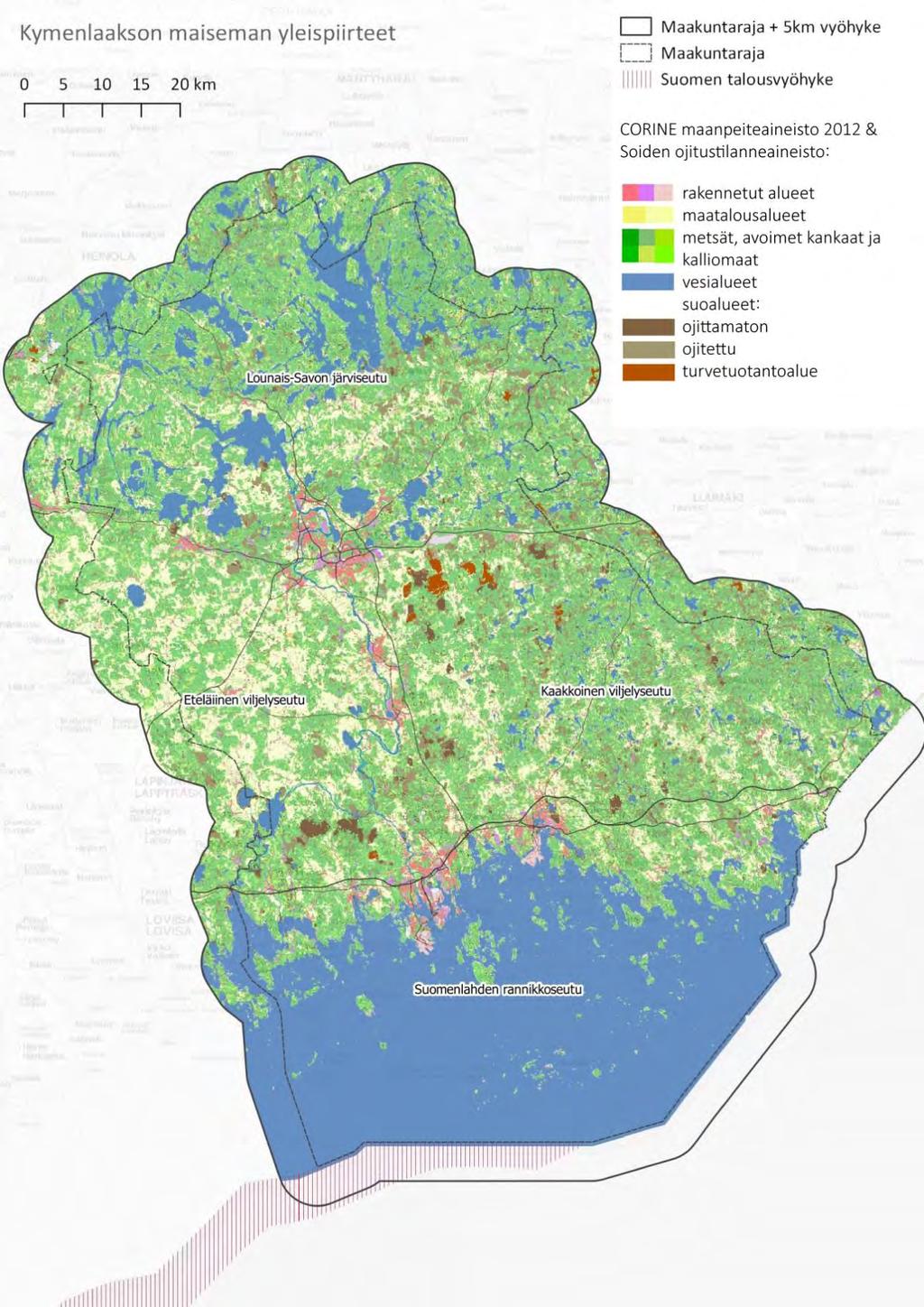 joittuvat Ensimmäisen Salpausselän ja suurimmaksi osaltaan myös Kymijoen viljavan laakson itäpuolelle.