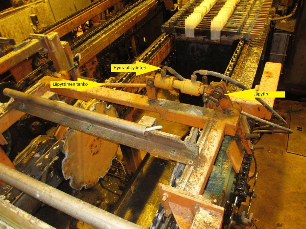 hydrauliikalla (kuva 17). Metallitanko ketjujen välissä rikkoontuu usein, ja tämä aiheuttaa ongelmia siltanosturille.