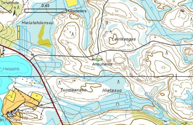 Liite 6 Numero: 16 Kunta: Kuhmo Lahdenkylän ampumarata Osoite Vartiuksentie 1418 Huoltotila Koordinaatti, itä 641139 Majoitustiloja läheisyydessä Koordinaatti, pohj.