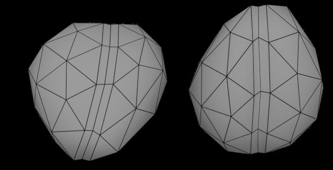 Koska tarkoituksenani oli monistaa suklaapapu satoja kertoja käyttämällä Blenderin partikkelijärjestelmää, pyrin pitämään 3D-mallin geometrian suhteellisen yksinkertaisena.