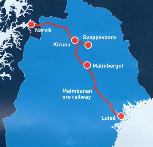 JUNAKULJETUKSET Lyhyehköt etäisyydet lastaussatamiin Luulajaan ja Narvikiin antavat LKAB:lle kustannuksellista kilpailuetua.