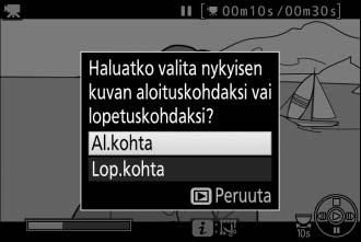 4 Valitse nykyinen kuva uudeksi aloitus- tai lopetuskohdaksi. Luodaksesi kopion, joka alkaa nykyisestä kuvasta, korosta Al.kohta ja paina J.