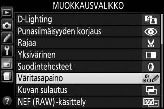 Muokattujen kopioiden luominen Muokatun kopion luominen: 1 Näytä muokkausvaihtoehdot. Korosta haluamasi muokkausvalikon kohta ja paina 2. 2 Valitse kuva.