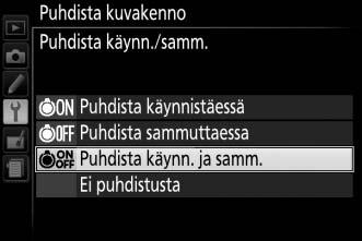 Puhdista käynn./samm. 1 Valitse Puhdista käynn./samm. Valitse Puhdista kuvakenno, korosta Puhdista käynn./samm. ja paina 2. 2 Valitse vaihtoehto. Valitse vaihtoehto ja paina J.