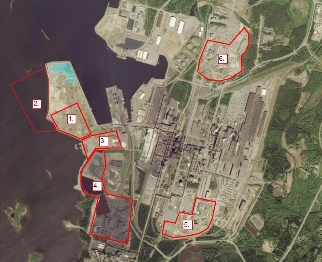 TARKASTELTAVAT VAIHTOEHDOT 1. YVA:n hankealue 2. Laajennusalue länteen 3.