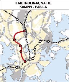II metrolinjan vaihe Kamppi Pasila Testiverkoissa matkustajamäärä Kampin pohjoispuolella on noin 25 000 matkustajaa/d, josta Laajasalon osuus noin 1/10.