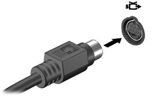 S-videolähtöliitännän käyttäminen 7-piikkinen S-videolähtöliitäntä liittää tietokoneen valinnaiseen S-videolaitteeseen, kuten televisioon, videonauhuriin, videokameraan, piirtoheittimeen tai