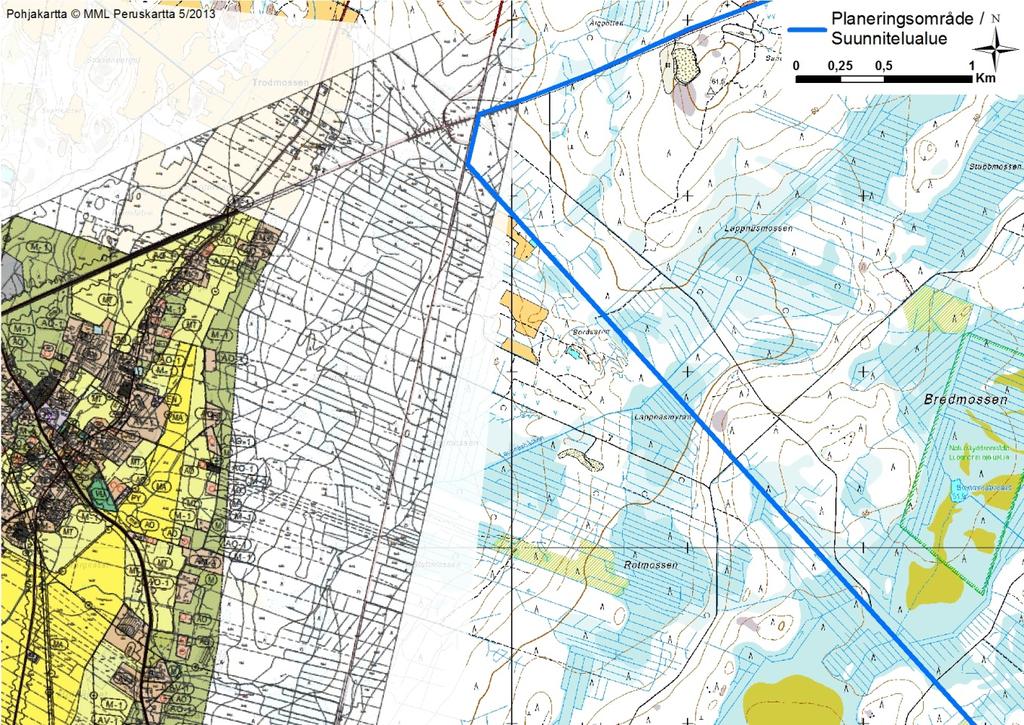 12 (17) Kuva 7.4. Bölen suunnittelualue suhteessa Pjelaxin kylän osayleiskaavaan. Asemakaavat Kaava-alueella ei sijaitse voimassa olevia asemakaavoja.