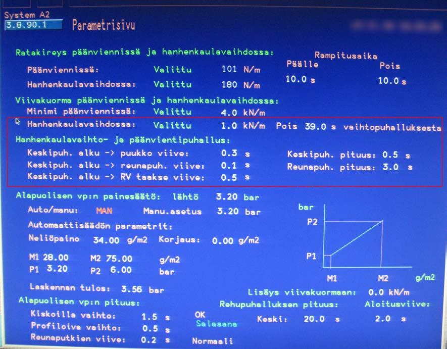 58(85) Kuviossa 29 on esitetty parametrisivulle 3.8.90.1 tehdyt muutokset.