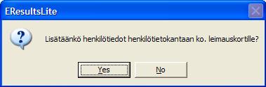 Ohjelma ehdottaa tietokannassa oleville EMITnumeroille automaattisesti nimeä. Mikäli samalla EMIT-kortilla suunnistaa useampi henkilö, näistä yhden nimi kirjataan koneelle edellä esitetyllä tavalla.