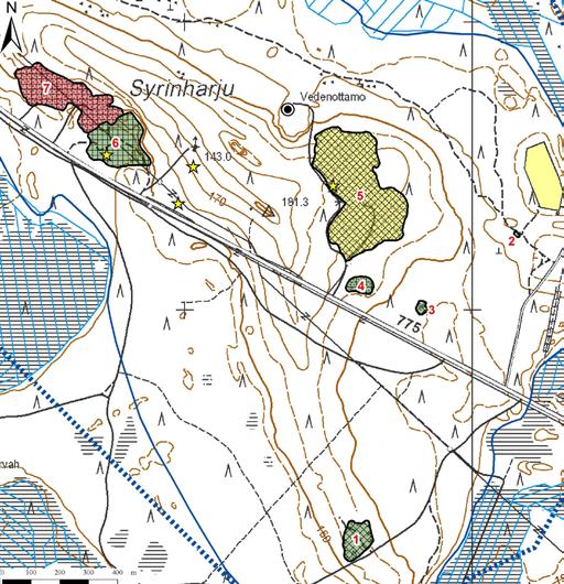 Syrinharjun pohjavesialueelta (kuva 289-29) kartoitettiin kymmenen soranottoaluetta, joista suurin osa on kotitarveottoalueita.