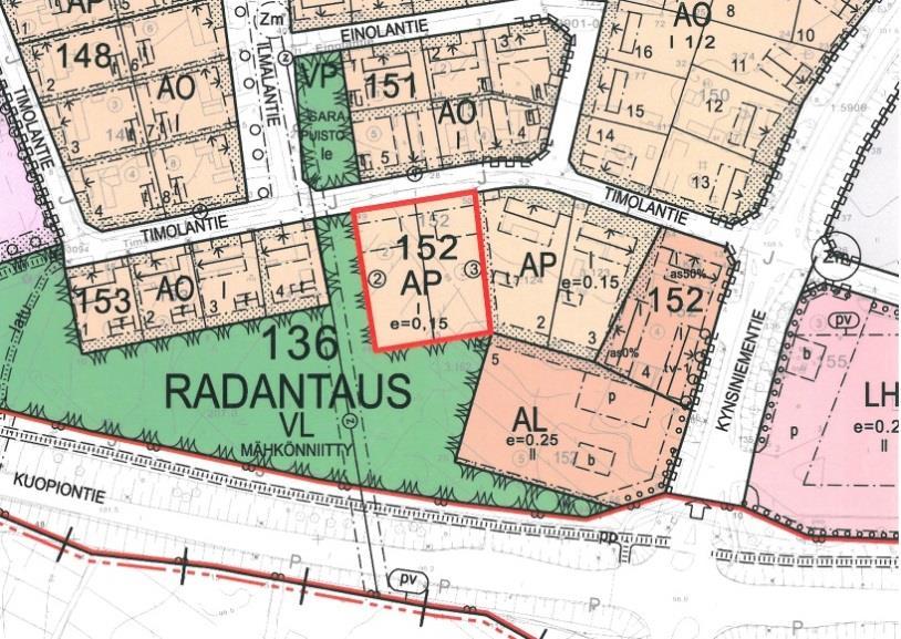 6 3.4 Asemakaava Radantauksen 136 kaupunginosassa on voimassa asemakaava (Kv. 13.12.