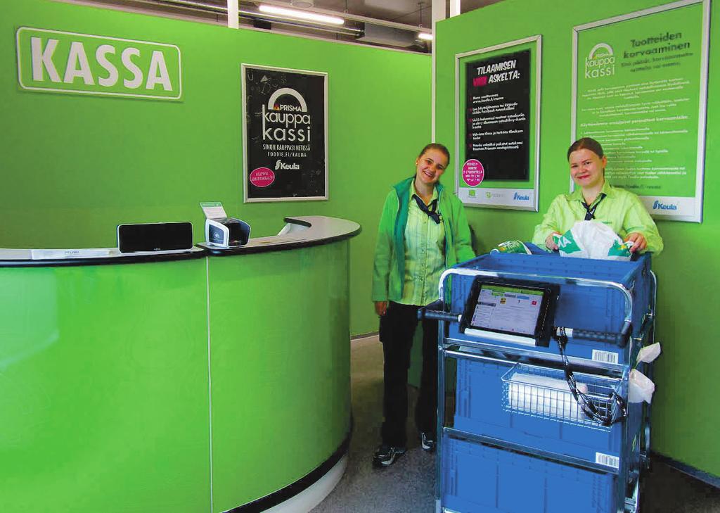 PRISMA JA ERIKOISTAVARAKAUPPA Kauppakassipalvelu avattiin Prismaan Osuuskauppa Keula aloitti ruuan verkkokauppa alvelun Kauppakassin Rauman Prismassa. Verkkokauppaan tarvittavien tilojen, n.