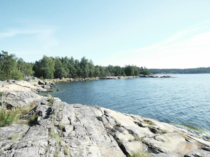 Saaren lounaisrantaa.